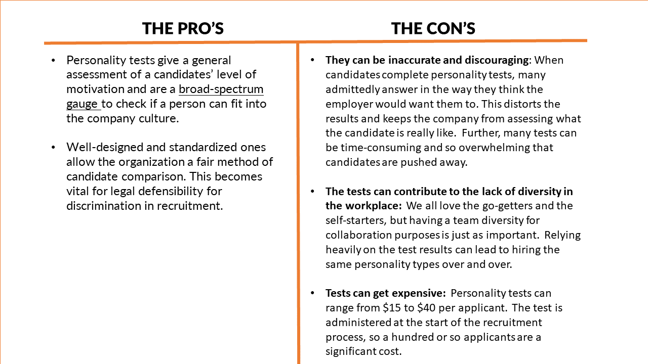 What are the pros and cons of personality tests?